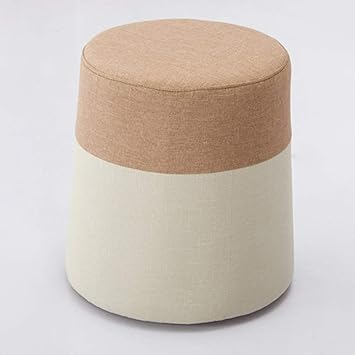 HXxxxxx Stilvoller Hölzerner Gepolsterter Fußschemel, Abnehmbares Leinen Set Blaues Sofa Schlafzimmer Tee-Fußschemel, 33 * 40
