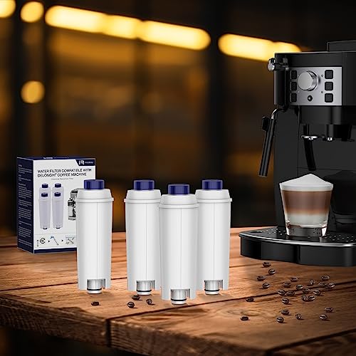 iRhodesy Water Filter Compatible with Delonghi DLSC002, Descaling Water Filter Compatible with DeLonghi Magnifica s Dinamica, ECAM, ETAM, ESAM, BCO, EC Series (Pack of 4)