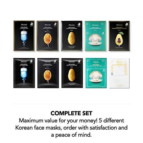 JM Solution Face Mask [10 Pack] Hydrating Collagen Facial Masks - Pore Minimizer - Peel Off Sheets - - //coolthings.us