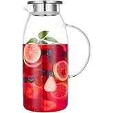 80 Ounces Glass Pitcher with Lid, Hot/Cold Water Jug, Juice and Iced Tea Beverage Carafe