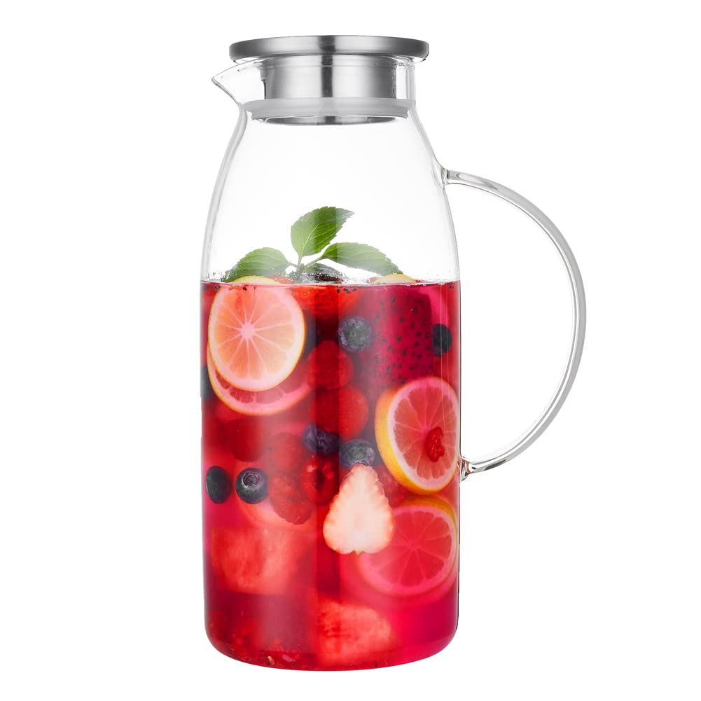 Photo 1 of ***SIMILAR PRODUCT// MISSING PART***
Glass Pitcher with Lid, Hot/Cold Water Jug, Juice and Iced Tea Beverage Carafe