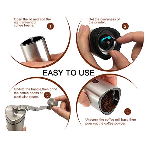 Allen Neue manuelle Kaffeemühle mit Upgrade - Handkaffeemühlen aus Edelstahl mit verstellbarem Keramikgrat… – Bild 7