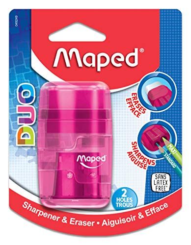 Maped Connect DUO 2 Hole Sharpener / Eraser Combo, Assorted Colors (049249) - Thumbnail 5