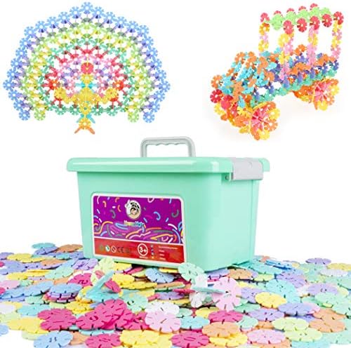 HAPPYMATY Plastic Flakes Snowflakes Building Blocks Digital Macaron Disc Set Children's Educational Toys Interlocking Plastic 500PCS