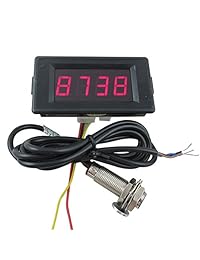 DIGITEN   Contador digital de proximidad de 12 V DC, de cuenta adelante y cuenta hacia atrás, con lectura de LED rojos + apagador con sensor de proximidad de señal NPN de efecto Hall, 4 unidades