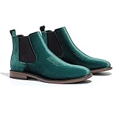 Men's Velvet Printed Chelsea Boots - Slip-On Dress Ankle Boots, Formal & Casual Fashion Footwear