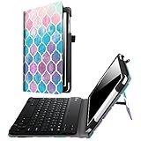 Fintie Samsung Galaxy Tab E 9.6 Keyboard Case - Slim Fit PU Leather Stand Cover with Premium Quality [All-ABS Hard Material] Removable Wireless [Long Life Battery] Bluetooth Keyboard, Moroccan Love