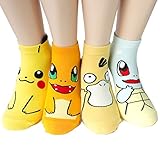 Socksense Pokemon Women's Ankle Socks 4pairs(4color)=1pack Made in Korea