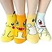 Socksense Pokemon Women's Ankle Socks 4pairs(4color)=1pack Made in Korea