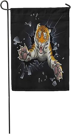 Amazon Com Semtomn Garden Flag Orange Animals Tiger Jumping