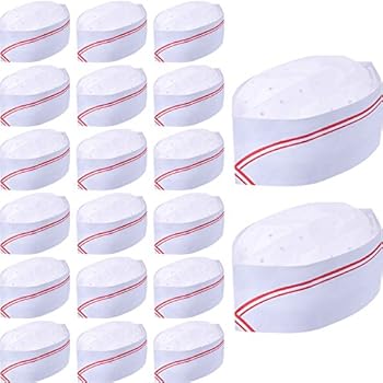 WILLBOND 20 Pack 3.2 Inch Disposable Paper Chef Hat Set Adjustable Kitchen Cooking Chef Cap for Food Restaurants, Home Kitchen, School, Classes, Catering Equipment or Birthday Party