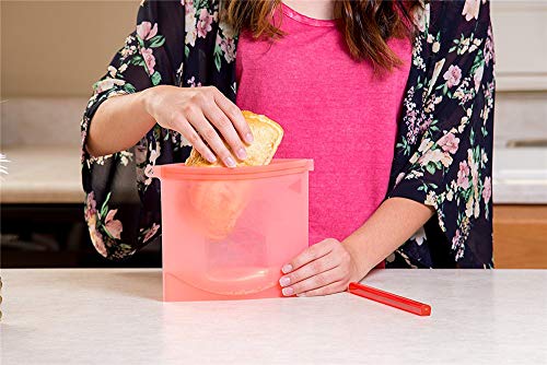 Silicone Food Storage Bag Set of 4(two large+two small) Reusable Airtight Zip Seal Bags for Cooking, Lunch, Snack, Sandwich, Freezer