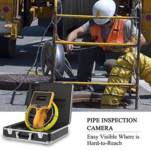 Sewer Camera,HBUDS Pipe Inspection Camera,Pipeline Drain Industrial Endoscope 30M/100ft Snake Video System With DVR Recorder Distance Counter Waterproof IP68 9"TFT Monitor 1000TVL Sony CCD Pipe Camera