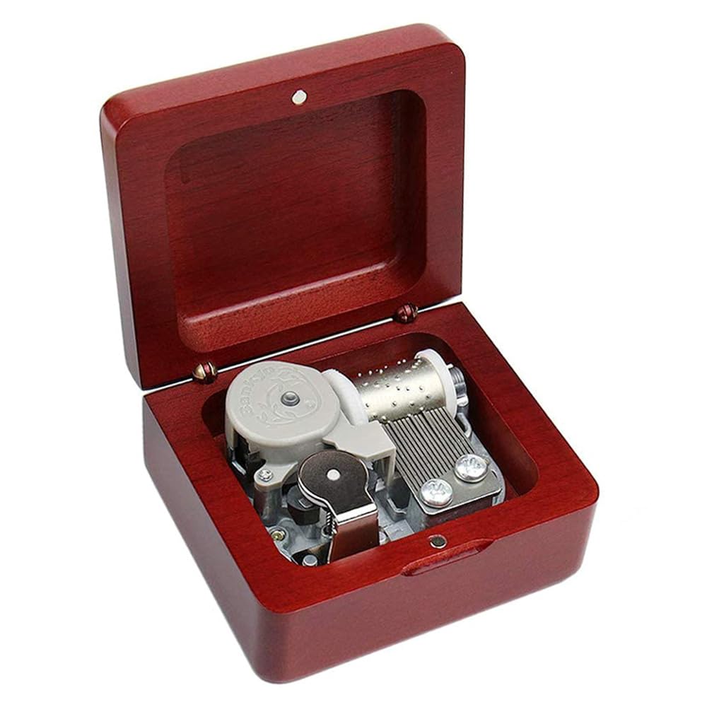 Sinzyo Music Box Vintage Wood Carved Mechanism Musical Boxs Gift For Birthday Valentine's Day Christmas Day(Wine red Wood Box)