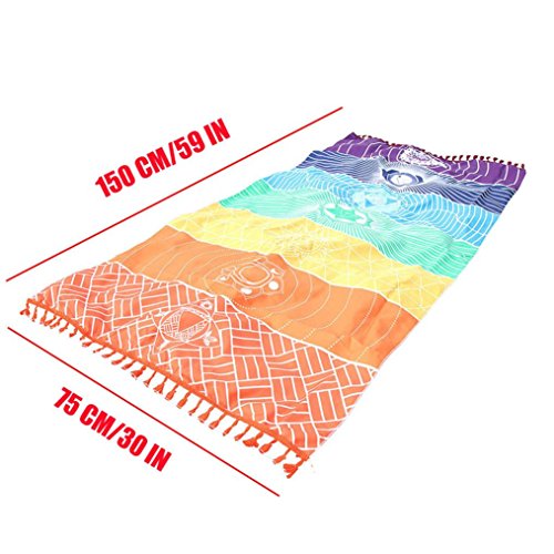 Sandistore Rainbow Beach Mat Mandala Blanket Wall Hanging Tapestry Stripe Towel Yoga (59'' X 30'')