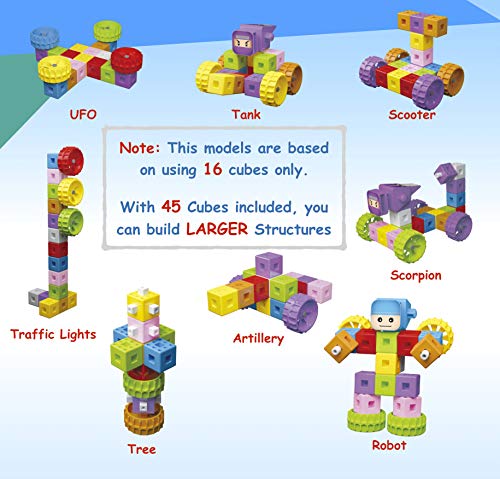 TechMagnet 6 Sided Building Bricks | Multilink Snap Cube Building Blocks | Mathlink Cubes | Math Manipulatives | Educational Multi Linking Cubes | Interlocking Cubes | Best Gift for Children 3+