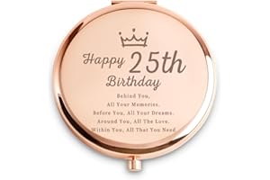 DARICANO 25th Birthday Gifts for Women, Best Female Presents for 25 Year Old, Personalized Engraved Compact Mirror Gift Ideas for Her Daughter Niece Granddaughter Sister Wife Girlfriend Friend