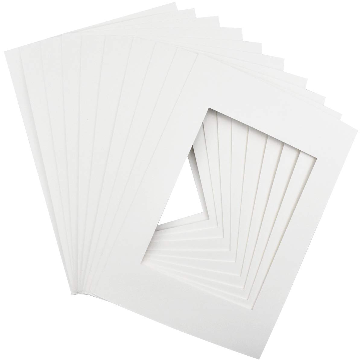 Pack of 10 A4 Photo Mounts, White Cardboard Mounts for Photos, Suitable for Photo Pictures, 7.5 x 5.5 Inches (White)