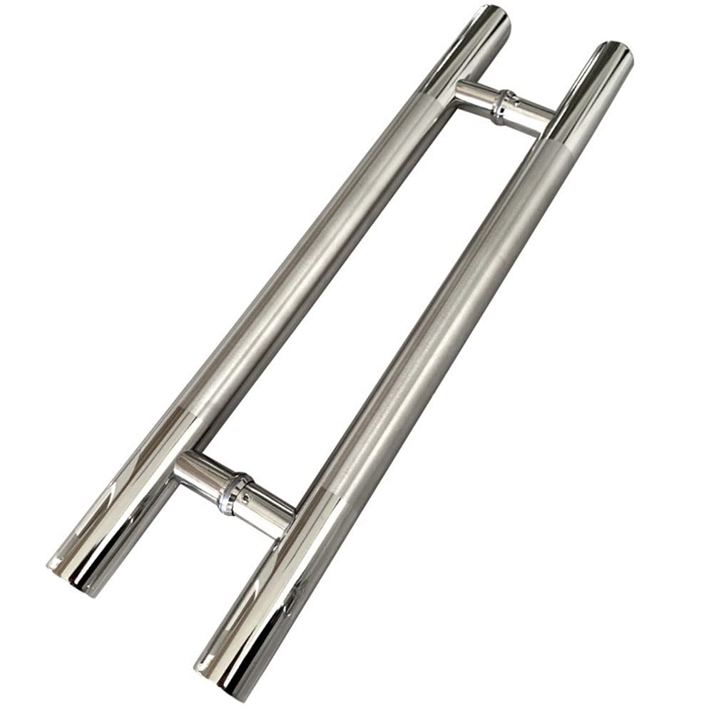 Hoopever 24 Inch Sliding Barn Door Handle, Stainless Steel Entrance Gate Long Handle Modern Commercial Interior Exterior Door T Bar Pull Push Two Side Glass Door Handle Chrome Length 600mm