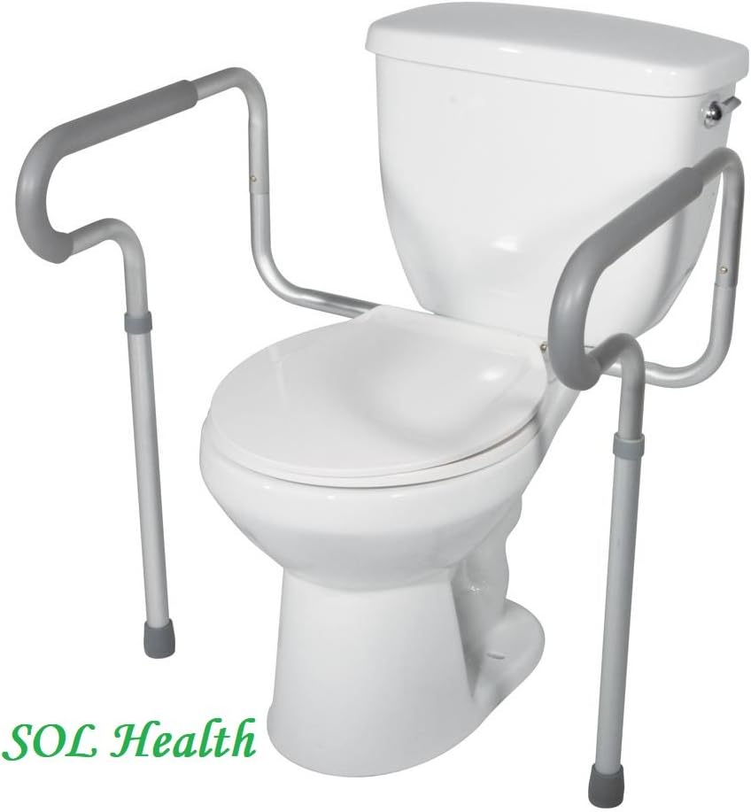 SOL Health Toilet Support Rail Frame Grab Bars | Adjustable Handicap Assist Elderly Disabled Bathroom