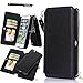 iPhone 7 Plus Case, Itrendz 12 Card Holder Pro - [Zipper Cash Storage] Premium Button PU Leather Wallet Case Cover With Detachable Magnetic Hard Case For iPhone 7 Plus (5.5 Inch), Black