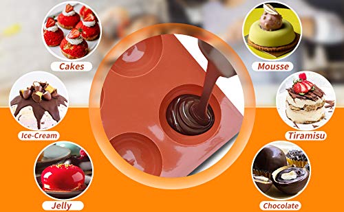 Silicone Mold,Semi Sphere Baking Cake Silicone Mold,Large 6 Holes Semi Sphere Chocolate Mold for Making Hot Chocolate Bomb, Cake, Jelly, Pudding,Dome Mousse (Large, 2pcs)