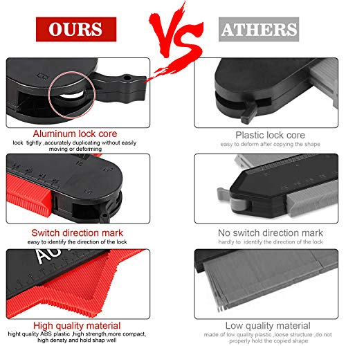 AUTUY 2 Pieces Contour Gauge Duplicator with Lock Contour Gauge Profile Tool 5-inch and 10-inch Copy Tool Measuring Ruler Irregular Shape Copy Tool