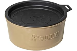 GUNNER Dog Bowl with Spill-Proof Travel Lid- K9 Companion Food & Water Bowl, Lightweight Rust-Proof & Shock Resistant Stackable, Leak Resistant Nesting Lid, (Tan)