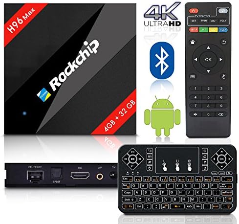 2017 Latest BPSMedia H96 MAX / 4GB-32GB Android 7.1 Bluetooth TV Box Rockchip Hexa Core and Supporting 4K (60Hz) Full HD /H.265 /WiFi 2.4GHz - WITH FREE WIRELESS KEYBOARD …