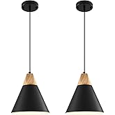SESIMENT Black Pendant Light 2 Packs,9.4inches- Farmhouse Pendant Light, Modern Pendant Lights, Kitchen Pendant Lights for Of