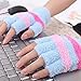Livoty USB Heating Winter Gloves Women Hand Warm Gloves Heated Fingerless Warmer Mitten (Blue)