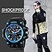 BesWLZ Men Large Dual Dial Analog Digital Quartz Multifunction 50M Water Resistant Watches (Blue)