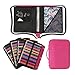 YOUSHARES 200 + 16 Slots Pencil Case & Extra Pencil Sleeve Holder - Bundle for Prismacolor Watercolor Pencils, Crayola Colored Pencils, Marco Pens and Cosmetic Brush (216 slots Red) Pink