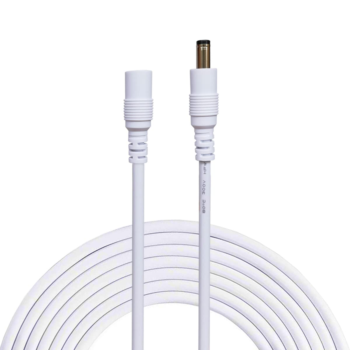 AsanWise DC Power Extension Cable, 5.5mm x 2.1mm DC 12V Power Male to Female Cord, for Power Adapter, 12V CCTV Wireless IP Camera, Monitors, DVR Standalone, LED Strip, 3m/9.84ft, White