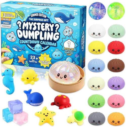 SLEEPHEAD®Dumpling Squishies, Squishies Dumpling Mystery Advent Countdown Calendar, 24 PCS Random Surprise Squishies Toys