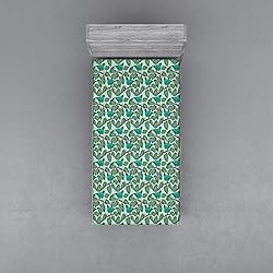 Ambesonne Tropical Fitted Sheet, Exotic Flora and