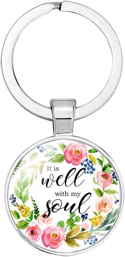 Inspirational Bible Verse Scripture Keychain, Key Tags Christian Inscription Gifts Car Keyring (S12 Soul)