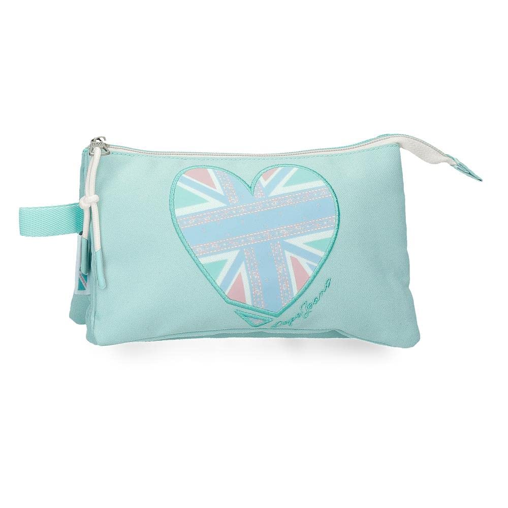 Pepe Jeans Nerea Triple Pencil Case Blue 22x12x5 cm Polyester