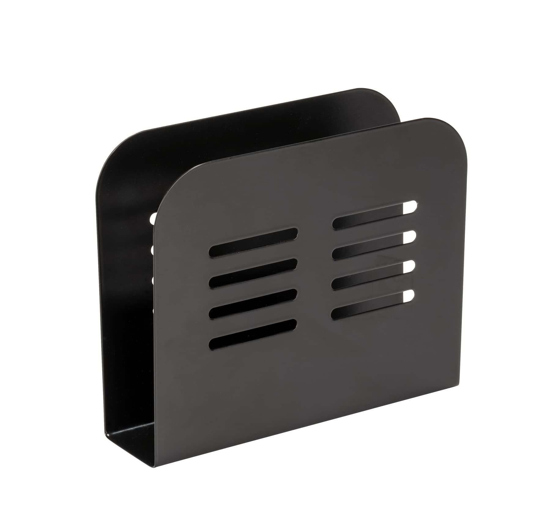 WENKO Baco napkin holder, holder for all common napkins, perfect for paper napkins in different designs, made of powder-coated metal in black, 15 x 12.5 x 4 cm