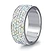 Tuji Jewelry VQYSKO Gorgeous Stainless Steel Eternity Engagement Ring White Round Cubic Zirconia Wedding Band,3/4/5/8/12mm