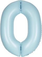 Unique Giant Foil Number 0 Balloon 86 cm Matte Baby Blue