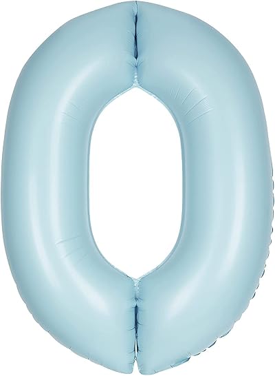 Unique Giant Foil Number 0 Balloon 86 cm Matte Baby Blue