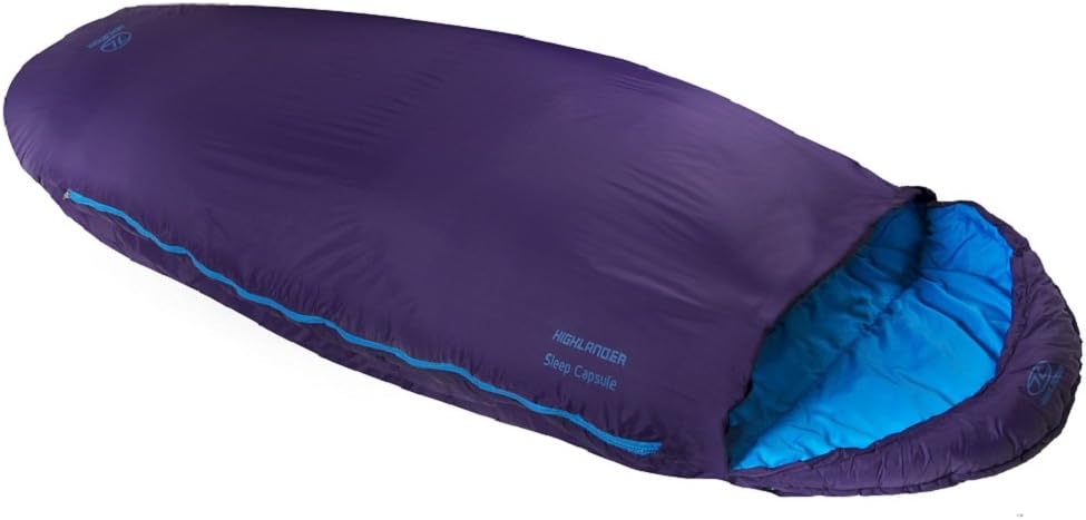 Highlander Outdoor Products Adult Sleep Capsule Camping Mummy Style Sleeping Bag 2 Season Warm (Purple)