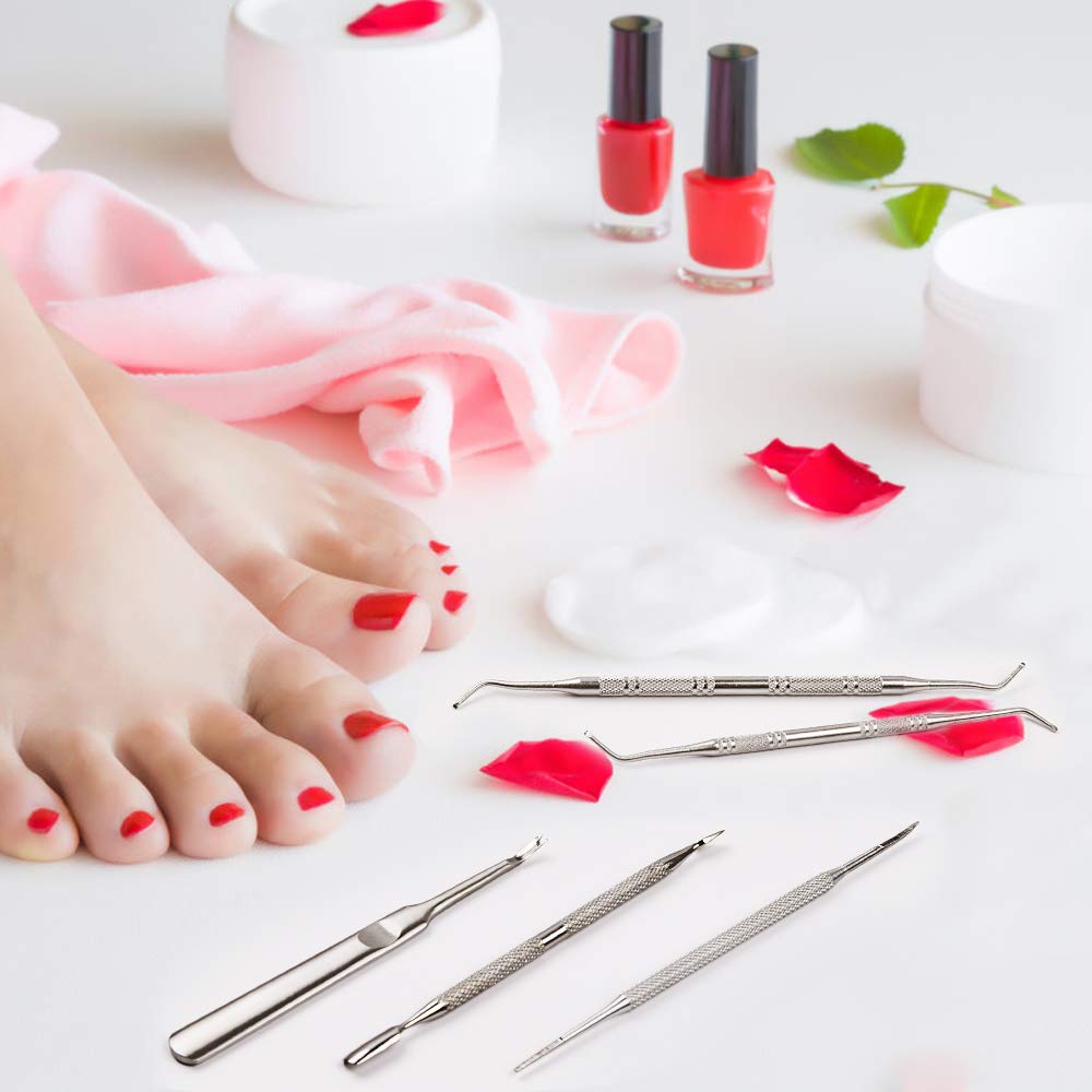 Ingrown Toenail File And Lifters,[ Upgraded ] MORGLES 5pcs Professional Surgical Safe Nail Treatment Pedicure Tool Kit Toenail Cleaner Pain Relief Under Nail Cleaner Tools: Beauty