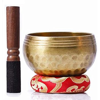 Biggo Tibetan Singing Bowl Set - With Mallet & Silk Cushion- Perfect resonance Meditation Yoga & Chakra Healing Handmade Bowl .Perfect Gift