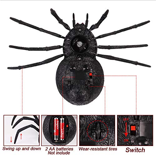 Fiaya Halloween Remote Control Spider Scary Wolf Spider Robot Realistic Novelty Prank Toys Gifts