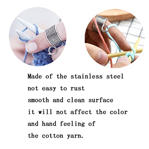 Knitting Thimble,Bagvhandbagro 5Pcs Metal Yarn Guide Knitting Thimble,Thimble Finger Ring,for Knitting Crafts Accessories Tool(Random Size) - Thumbnail 5