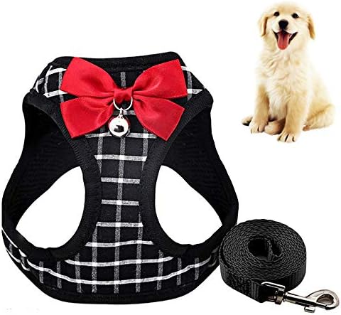 Abaooat Cat Harness and Leash for Walking Small Cat and Dog Harness Escape Proof Pet Vest Harnesses with Bell and Bow-Knot Decoration