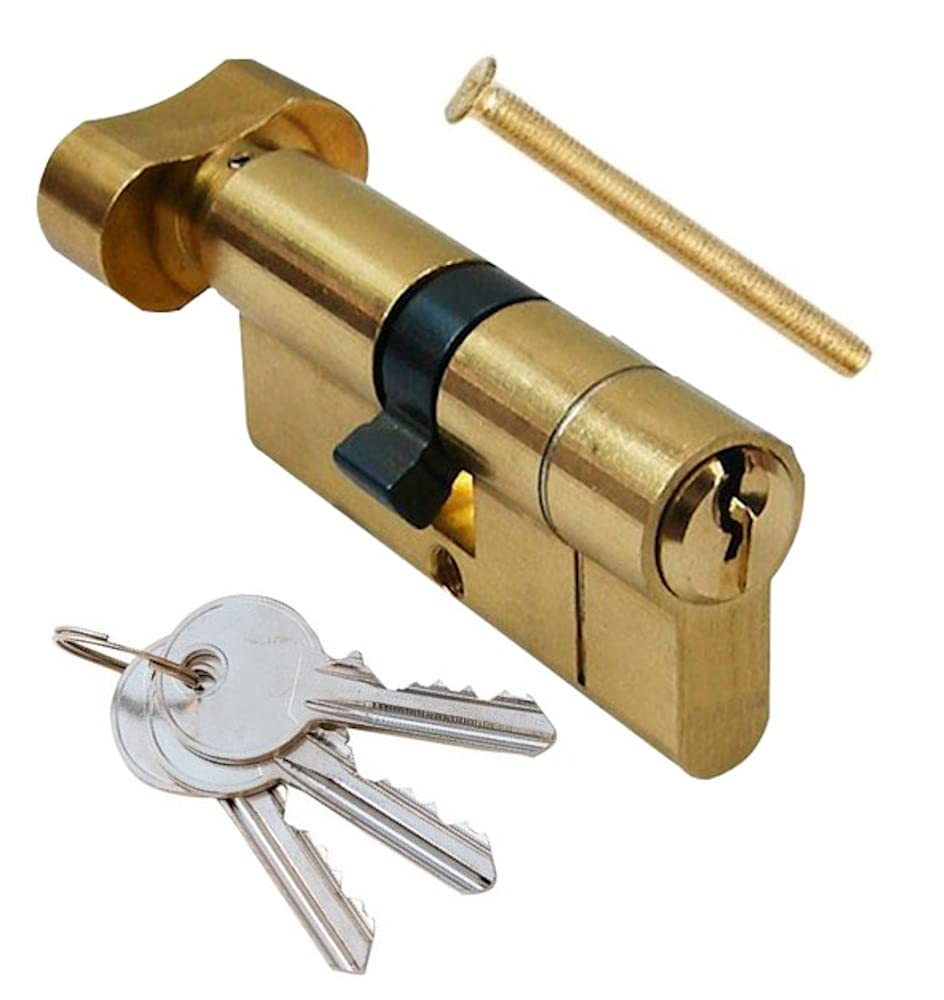 Merriway BH07262 6-Pin Euro Anti-Bump Anti-Snap Thumb-Turn Cylinder Lock, 35-35 mm (70 mm Overall Length), Polished Brass Finish