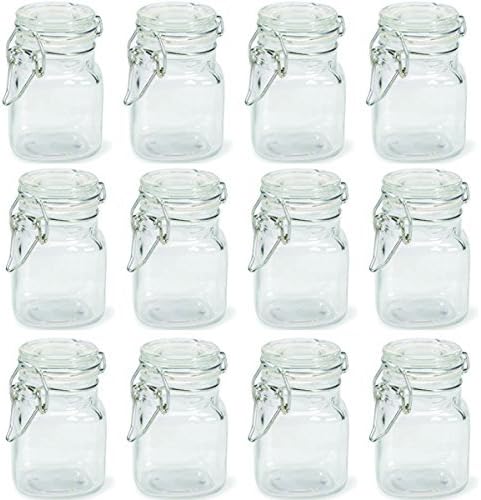 Square Apothecary Glass jar with locking lid clamp closure (24)